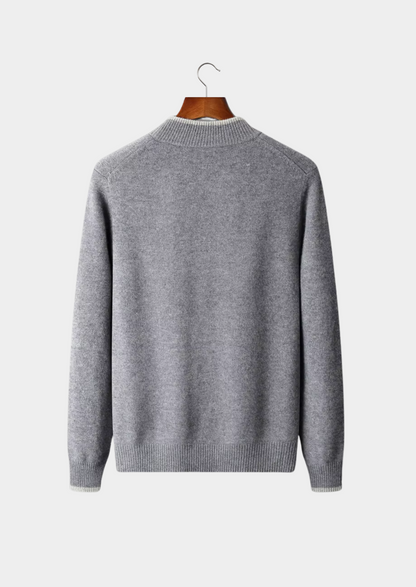 Merino-Strickjacke mit Reißverschluss und Zweifarbigkeit